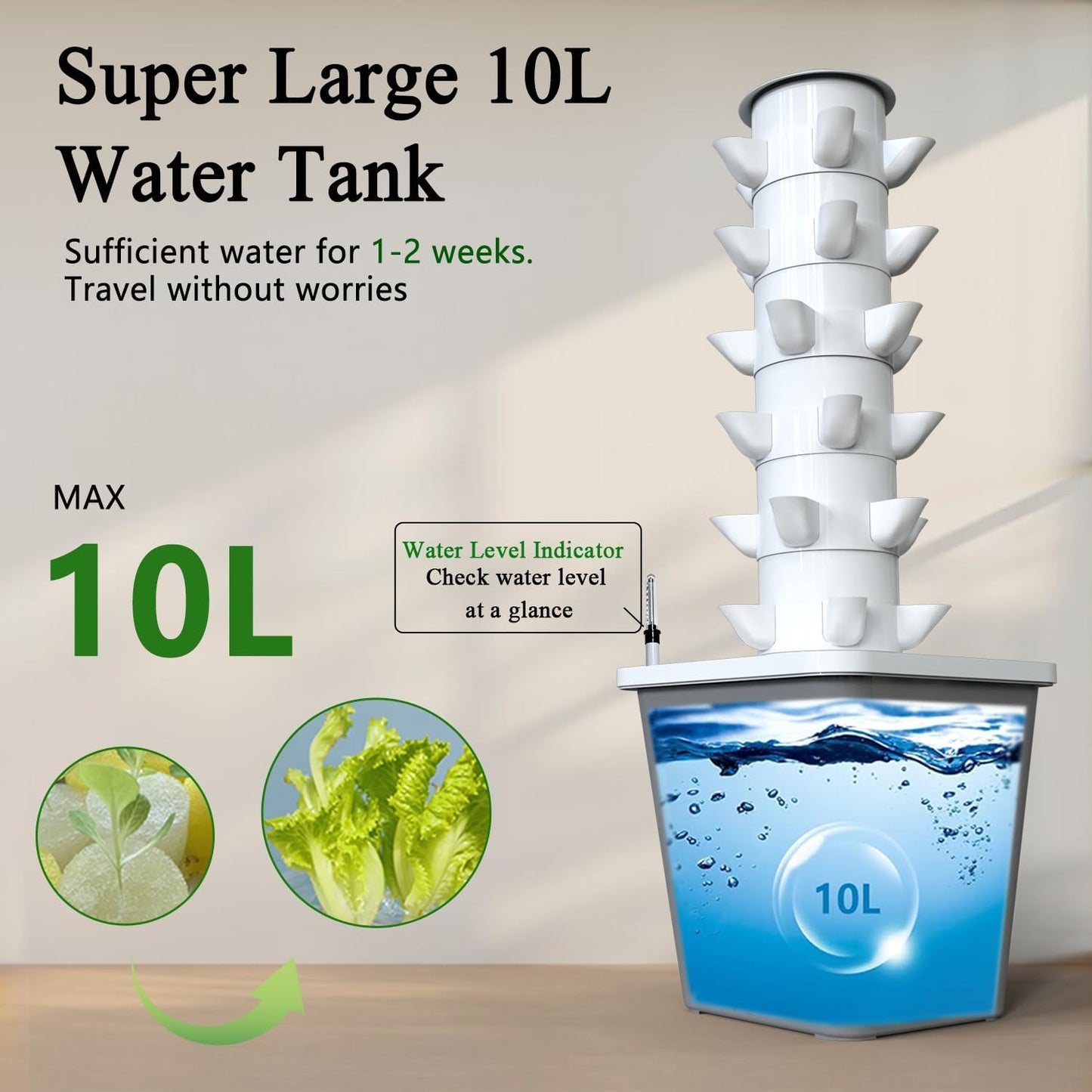 Hydroponics Growing System Kit, 30-Plant Indoor Hydroponic Tower with Timer and Pump System, Plants Germination Kit, Vertical Hydroponic System for Gardening Lover (No Seed)