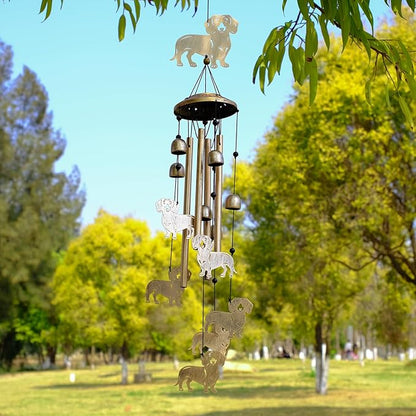 Dachshund Wind Chimes for Outside, Metal Windchimes Outdoors, Dachshund Gifts for Women/Men, Memorial/Birthday Gifts, Garden Decor for Outside, Patio or Yard, Durable Chimes for Outdoors