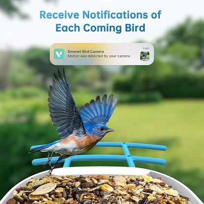 SMONET Bird Feeder with Camera B300: Smart Birdhouse Camera AI Recognition Solar Powered,Outdoor Wireless WiFi Birdfeeder Watching Live Video,Funny Birthday Gifts for Mom Mother Grandma Daughter
