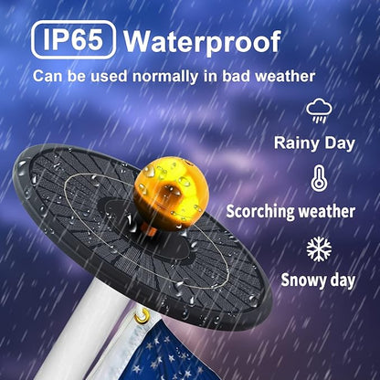 Flag Pole Light Solar Powered 566 Ultra Bright 6000K White LED Lights with DC Charge Port Full Coverage for 5’x8’ Flags 20 Hrs of Illumination Outdoor Dusk to Dawn Fits 15-40 ft Flagpoles