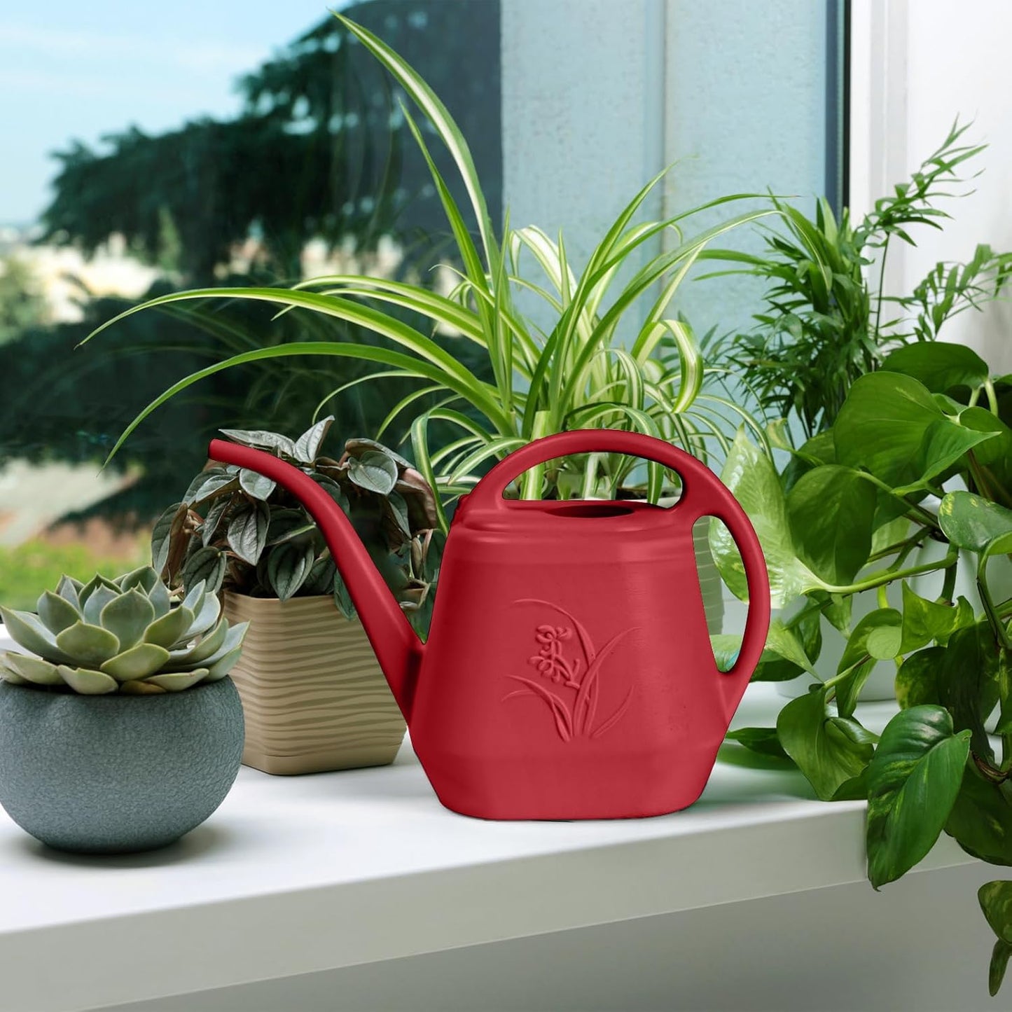 Watering Can - for Home Plant Garden - 1 Gallon - Wine Red