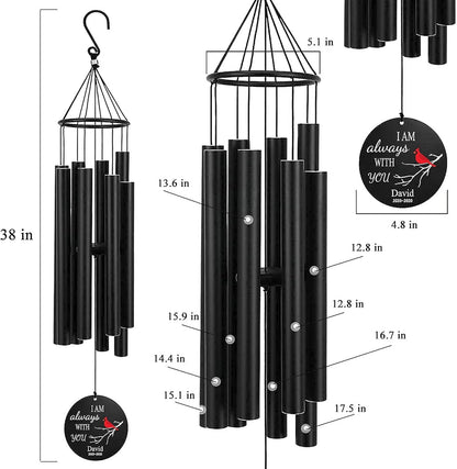 Personalized 36" Healing Memorial Wind Chimes for Outside, Bereavement Gift of Comfort for Loss of Mother, Father or Husband, A Soothing Remembrance for Your Garden and Patio