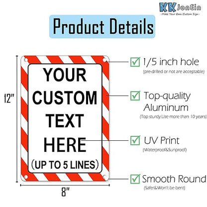 Custom Sign Outdoor 12x8 Inches Vertical, Metal Gate Sign Personalized for Outside, Customized for Home, Office, Garage, Porch, Delivery Signage, .040 Aluminum, Rust Free, Waterproof(Color-border)