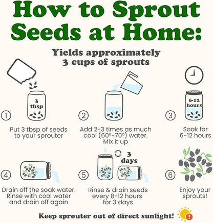 Food to Live Organic Antioxidant Mix of Sprouting Seeds, 8 Ounces - Non-GMO Broccoli, Alfalfa, Clover, Rich Germination Rate, Non-Irradiated, Kosher, Vegan Superfood, Bulk, Rich in Sulforaphane