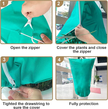Plant Covers Freeze Protection – 35" × 50" Reusable Plant Protector Bag with Drawstring and Zipper for Plants Trees Shrub, Frost Jacket Warm Blanket for Freeze Frost Protection Season Extension