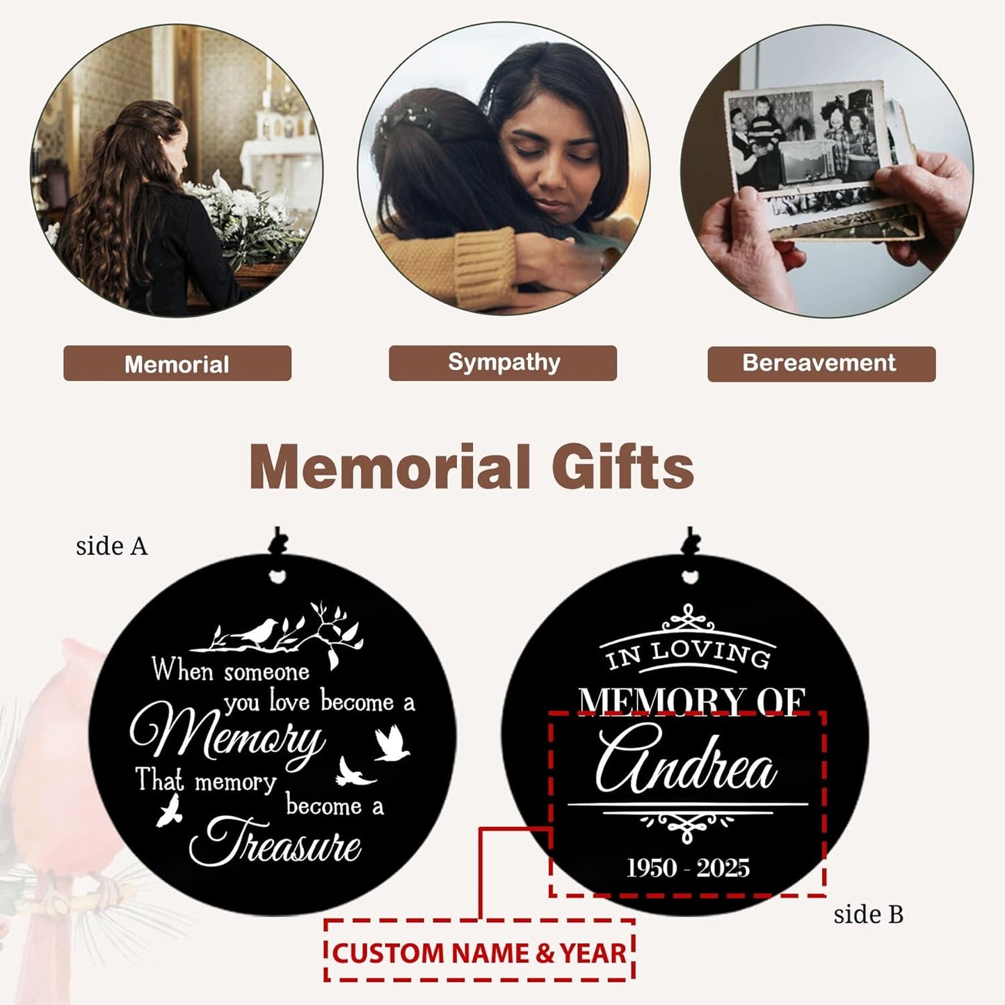 Personalized 36" Memorial Wind Chimes, Bereavement Gift to Honor a Loved One's Remembrance, Sympathy Gift for Loss of Mother Father Husband, for Outdoor Garden