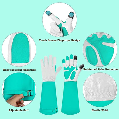 Long-Gardening-Gloves for Women/Men - Thorn Proof Rose Pruning Gloves Heavy Duty Gauntlet-L