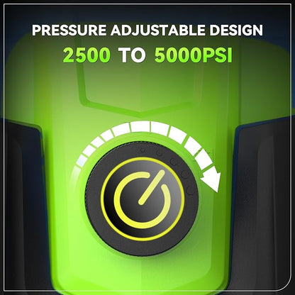 Professional Pressure Cleaner 5000 PSI,4.0 GPM Heavy Duty Power Cleaner with 4 Nozzles,Foam Cannon,33FT Hose and 500ml Soap Bottle for Home/Cars(Green)