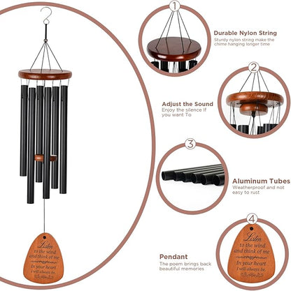 Wind Chimes for Outside Deep Tone Large Aluminium Windchimes Outdoors Patio Decor Memorial Wind Chime for Loss of Loved One Bereavement Memorial Gifts Sympathy Wind Chimes Unisex Gift Garden Decor
