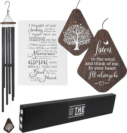 The Wind Chime CO Memorial 55” Deep Tone Large Wind Chime, Sympathy Wind Chimes Gift for The Loss of A Loved one, Memorial Wind Chimes for Outside Decoration, Soothing Melodic Tones with Mute Option.