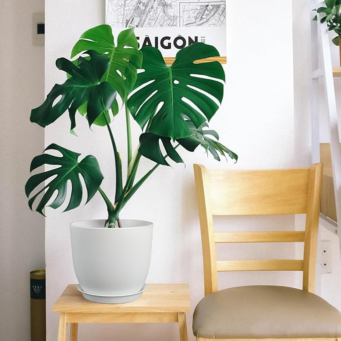 Plant Pots 8 Inch Set of 4, Flower Pots with Multi Mesh Drainage Holes, Planters for Indoor Outdoor Garden Plants and Flowers