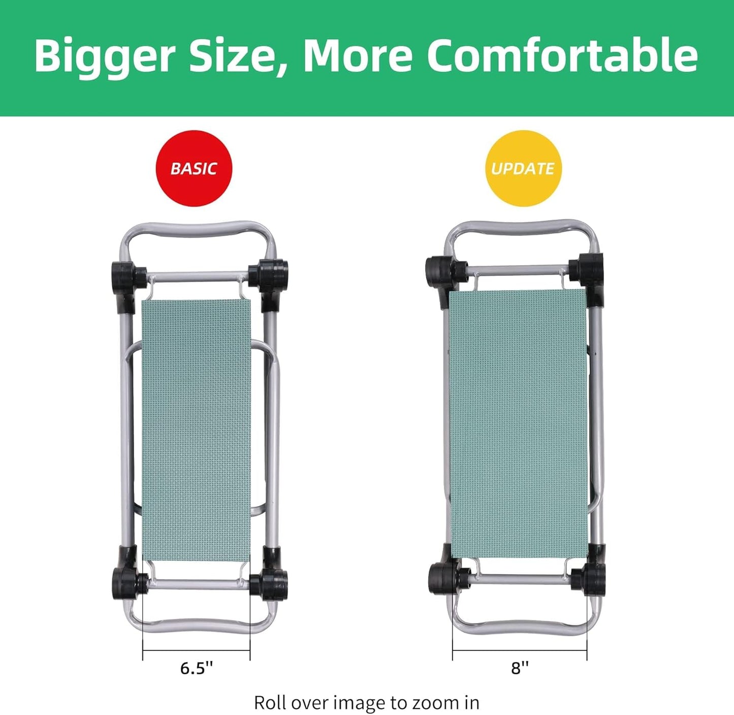 Garden Kneeler and Seat, 2024 Upgraded Foldable Heavy Duty Kneeling Bench with Tool Bag and Widen Soft EVA Foam Pad for Senior, Green