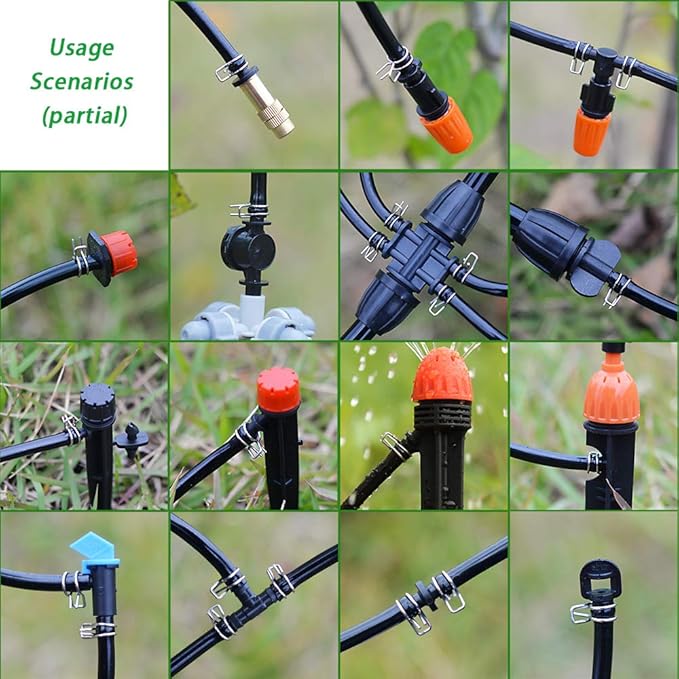 Heeqinn 1/4" Irrigation Hose Clamp, Firm and Leak-Proof, Easy to Install, Solution for Leaking of Drip Irrigation Kit Connector, Irrigation Fit, Irrigation part, 100pcs