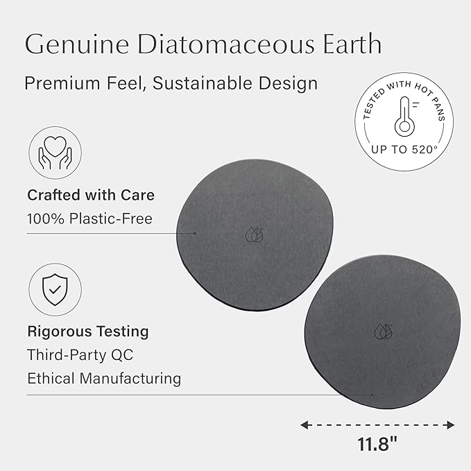 Dorai Stone Plant Pot Saucer – 2 Large Diatomite Water-Catching Trays for Indoor Plants