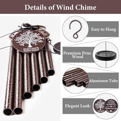 Memorial Sympathy Gifts for Loss of Husband, 25" Memorial Wind Chimes for Lose of Husband Sympathy Gift, Remembrance/Grief/Bereavement Gifts