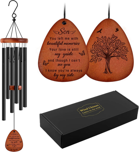 Memorial Gifts for Loss of Son,Memorial Wind Chimes 25'', Loss of Son Sympathy Gifts, Home Decor Outdoor Garden, Soothing Melodic Tones with Mute Option