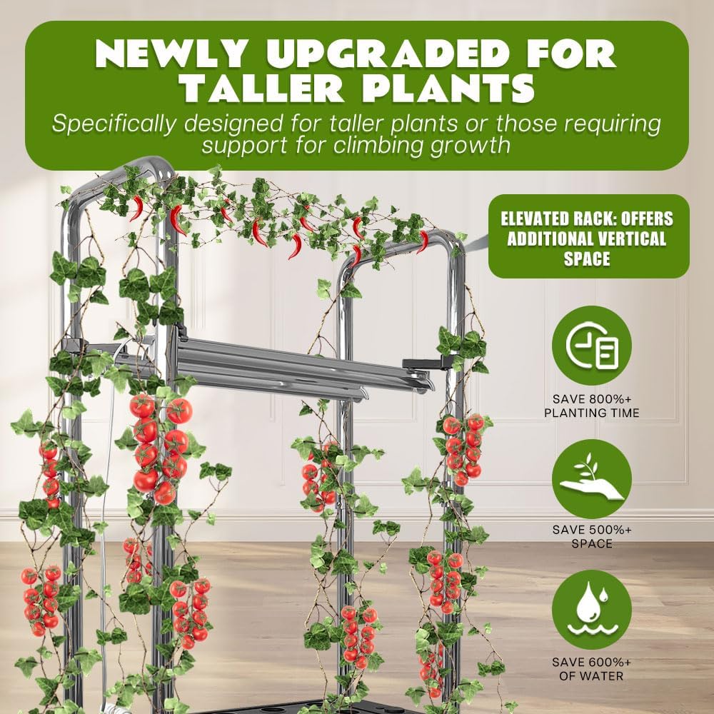 Upgraded Hydroponics Growing System, 2-Tier Indoor Hydroponic Garden with 32 Pods, Auto Water Circulation,Adjustable LED Grow Light, Smart Indoor Garden for Herbs, Vegetables, Climbing Plants