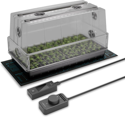 AC Infinity Heavy-Duty Large Humidity Dome 6x12 Germination Kit, Full Spectrum LED Grow Light Bars w/Samsung LM301H EVO LEDs, Heat Mat, 3 mm Thickest Dome, Trays, Extension Panels, for Seed Starting