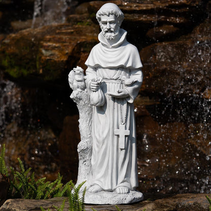 St Francis Garden Statues, Saint Francis of Assisi Catholic Christian Yard Decor Lawn Garden Patio, Outdoor Sculptures Art Decorations, Grey