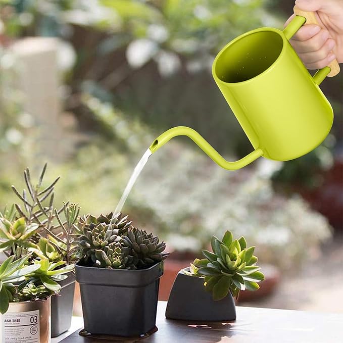 Watering Can Indoor Plants, 35 oz/1000 ml Metal Stainless Steel Watering Can Pot with Long Spout for Indoor House Plants Bonsai Outdoor Garden Flower Decorative (Bright Green)