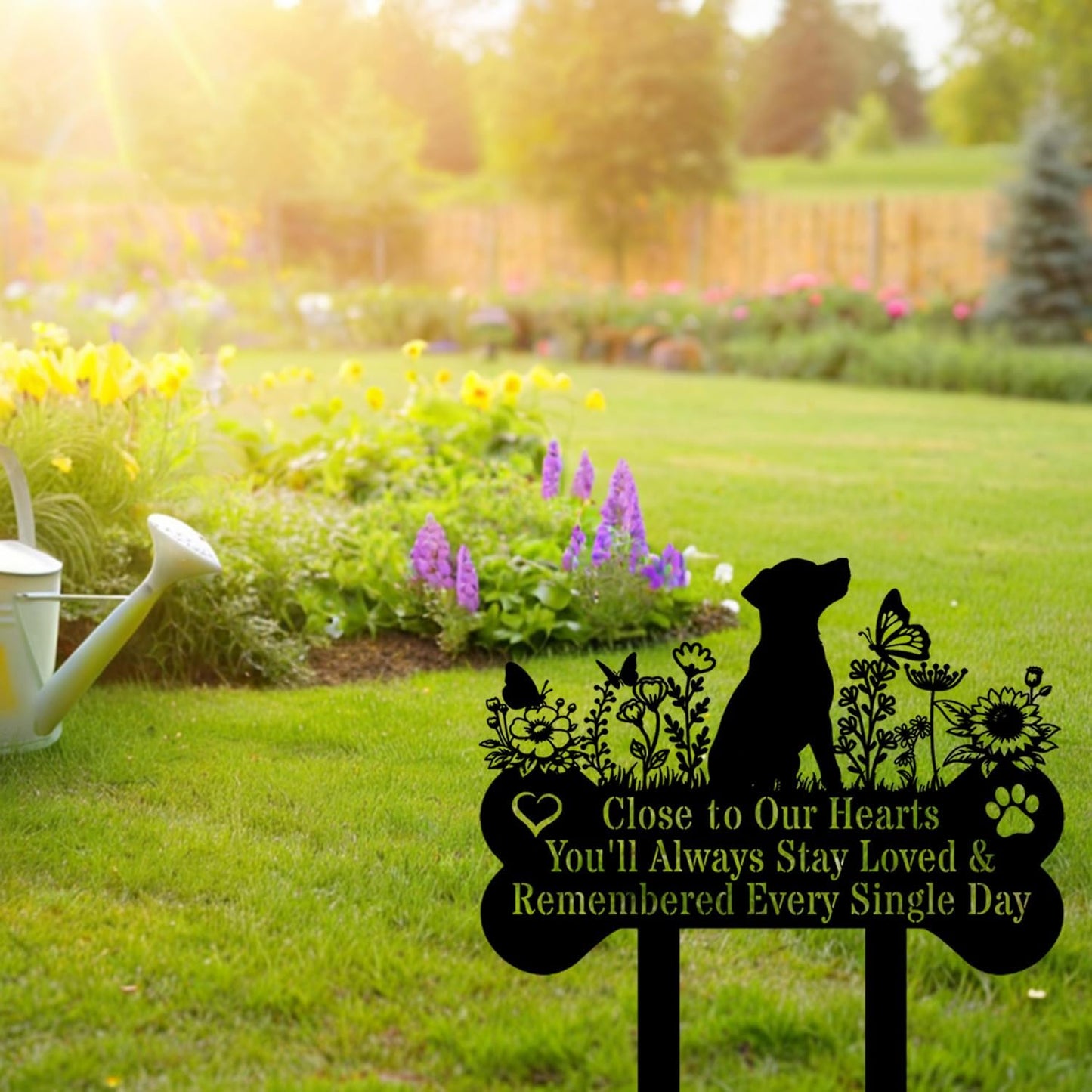 Pet Grave Markers Dog, Metal Pet Metal Memorial Garden Stake, Pets Waterproof Grave Stakes Plaque, Pet Headstone Garden Memorial Graves, Metal Dog Garden Decor 12"