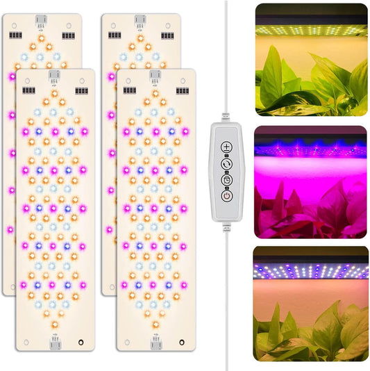Grow Lights for Indoor Plants 40W Ultra-Thin Panel Plant Grow lamp 11.8 Inch Warm White Light & Red Blue Light Full Spectrum for Under Cabinet Plant with 3/9/12H Timer, Grow Lamp 4-Pack