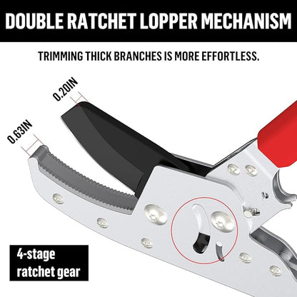 GARTOL Heavy-Duty Extendable Loppers, 28"-41" Telescopic Tree Trimmer, Double Ratcheting Branch Cutter, Anvil Lopper for Thick Branches, Cuts 2" Dry Wood