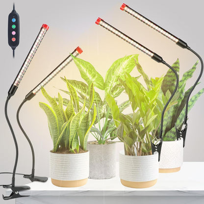 4-Pack Small Clip Grow Lights for Indoor Plants, Bonsai, Succulent, Cactus, Seed Starting with Timer, 9 Watt Power Home Plug, Enough High-Intensity Like Sun, Best Gift for Plants Lover