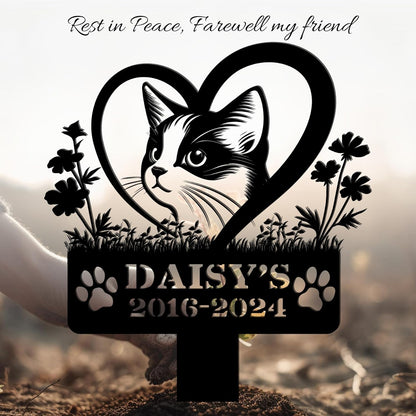 Custom Pet Grave Makers Cat Outdoor, Personalized Cat Memorial Headstones and Grave Makers for Pet Cemetery, Custom Name and Date Pet Tombstone Graveyard Different Sizes and Colors