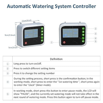 SoulBay Automatic Indoor Drip Irrigation Kit, Programmable Water Timer LCD Display, Self Watering System for 15 Potted Plants, USB Rechargeable