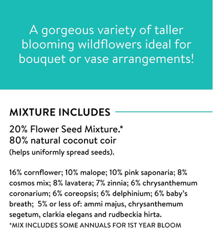 Burpee Wildflower Seeds Cutting Mix | 25,000 Bulk Seeds, Multi, 1 Bag | 15 Varieties of Non-GMO Flower Seeds | Perennial Wildflower Seeds Pollinator Mix | Covers 1,000 Sq. Ft.