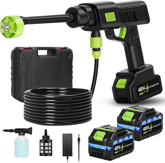Portable Cordless Pressure Washer, 990PSI Portable Pressure Washer, Battery Powered 15000mAh, 6-in-1 Nozzle,10 Level,Handheld Car Washer, 33FT Hose, Power Cleaner for Car, Patio,Floor,Garden