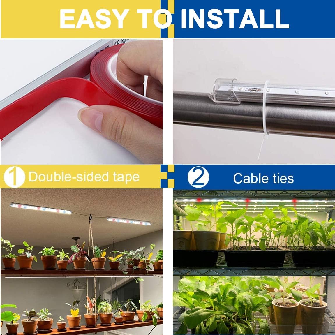 LED Grow Lights Strips for Indoor Plants with Auto ON & Off Timer, T5 Sunlike Full Spectrum Grow Lights Bar Growing Lamps for Greenhouse Shelves Hydroponics Succulent, 4 Dimmable Levels