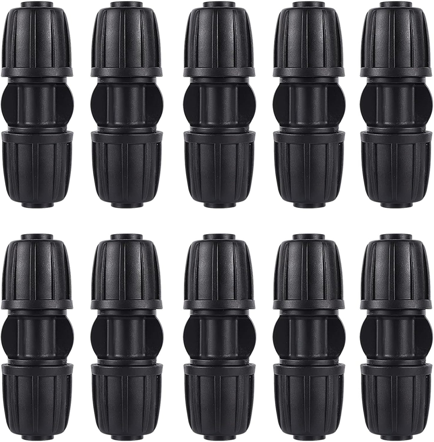 10 Pack 1/2 Inch Drip Irrigation Coupling Connectors (1/2" ID x 0.65" OD) - 1/2'' Drip Line Anti-Drop Barbed Locked Straight Connectors for 1/2 Inch Drip Tubing Garden Irrigation System