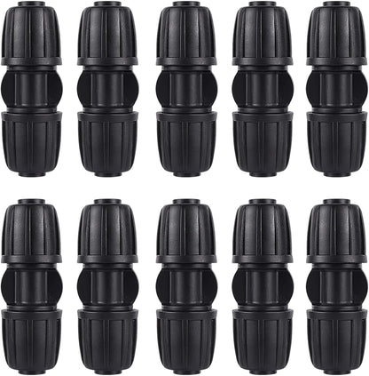 10 Pack 1/2 Inch Drip Irrigation Coupling Connectors (1/2" ID x 0.65" OD) - 1/2'' Drip Line Anti-Drop Barbed Locked Straight Connectors for 1/2 Inch Drip Tubing Garden Irrigation System