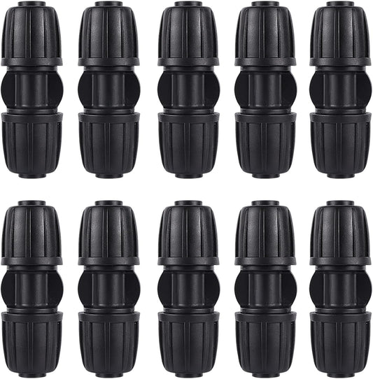 10 Pack 1/2 Inch Drip Irrigation Coupling Connectors (1/2" ID x 0.65" OD) - 1/2'' Drip Line Anti-Drop Barbed Locked Straight Connectors for 1/2 Inch Drip Tubing Garden Irrigation System