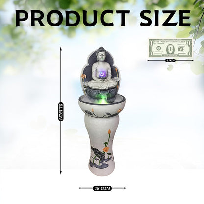 Outdoor Water Fountain Outside, Garden Fountain, Buddha Statue Outdoor/Indoor for Home, Buddha Decor & Gifts, Buddah, Buda, Budda, Buddhas, Chinese Decor & Gifts, Feng Shui (B)