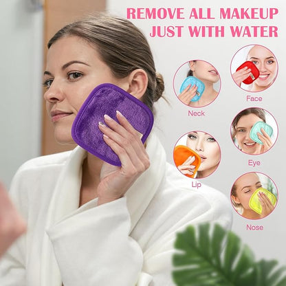 Orighty Makeup Remover Cloths 7-Day Set, Premium & Reusable Makeup Remover Pads, Erase Make-up With Just Water, Make-up Set For Eyes, Lips, Foundation and more, Ideal Choice For Women (Rainbow)