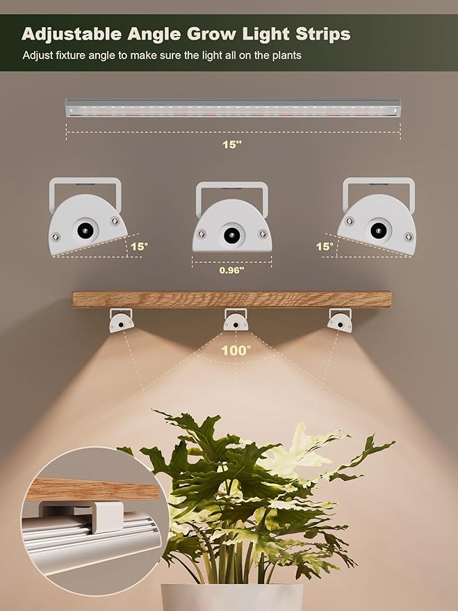 GLOWRIUM Smart Grow Lights for Indoor Plants with APP, 15" Full Spectrum Grow Light Strips, G6 Plant Light Strip with auto Timer, 3 Angle dimming Levels for Plant Shelf, 6-Pack (Silver, 48W)