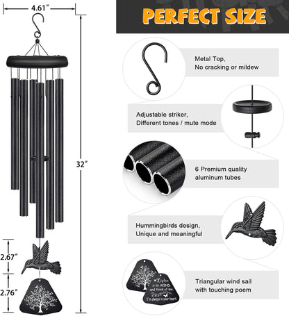 Sympathy Wind Chimes for Outside Deep Tone, Memorial Wind Chimes for Loss of Loved One Prime, Bereavement Condolence Remembrance Funeral Gifts for Grieving Friends Loss of Mother Father