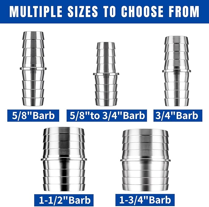 5/8" Hose Barb Splice Coupler Repair Fitting Aluminum Adapter 2Pcs