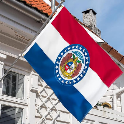 XIFAN Premium Missouri State Flag 3x5 ft Outdoor, Double Sided Embroidered Pattern, Heavy Duty 210D Nylon MO Flags, the Strongest Longest Lasting for Outside with Sewn Stripes/Brass Grommets
