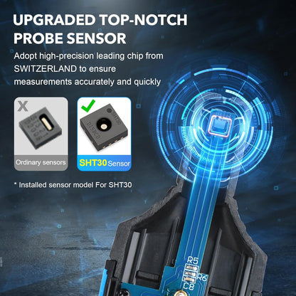 Temperature Humidity Meter - Handheld Thermometer Hygrometer with Ambient, Dew Point, Wet Bulb, High Precision Wet Bulb Thermometer, Dual Display Temperature & Humidity with LCD Backlight