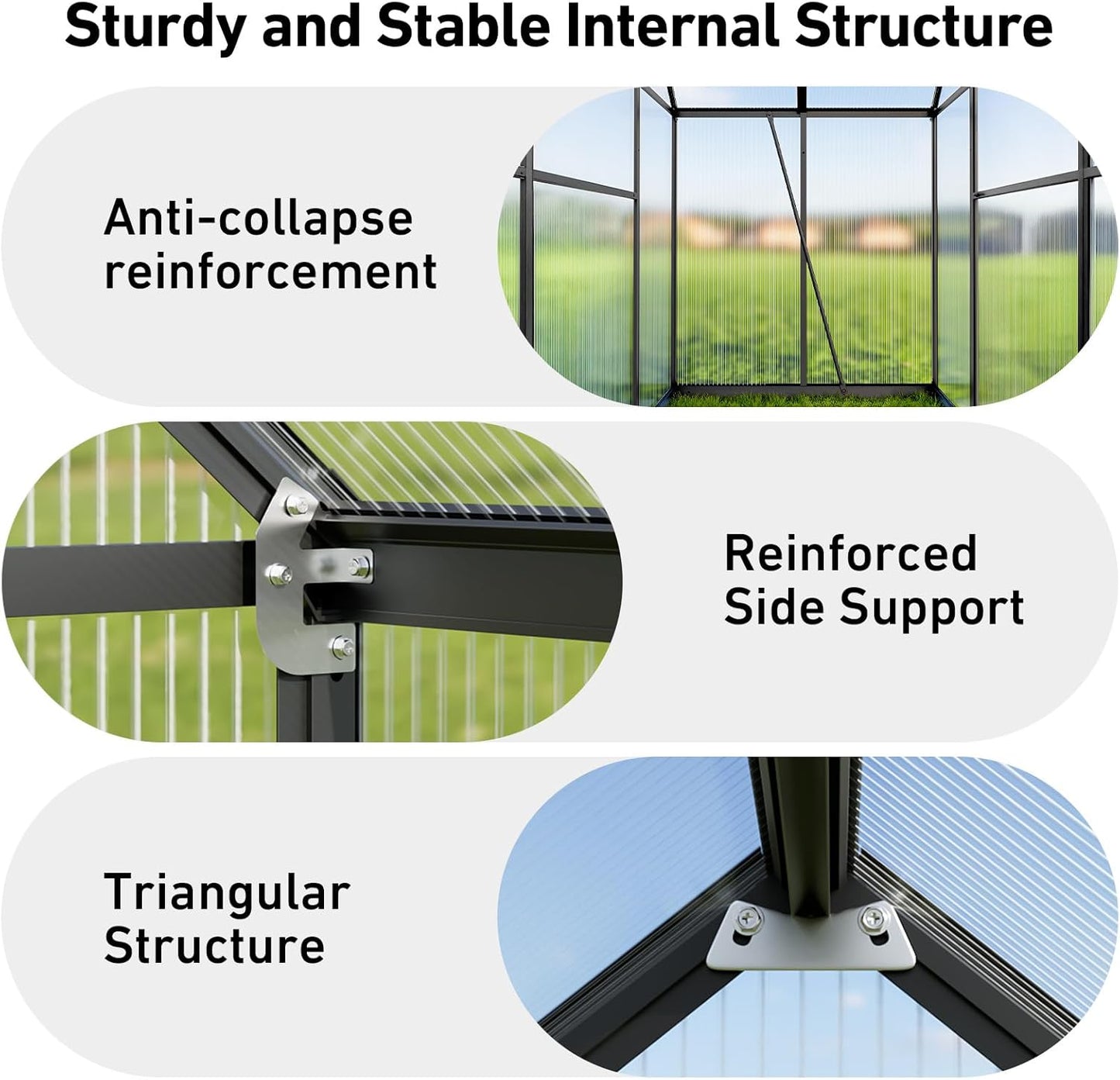 6x4FT Outdoor Greenhouse, Polycarbonate Green House, Small Walk-in Greenhouse with Vented Roof Window, Windproof Aluminum Frame with Hygrometer , Suitable for Gardening