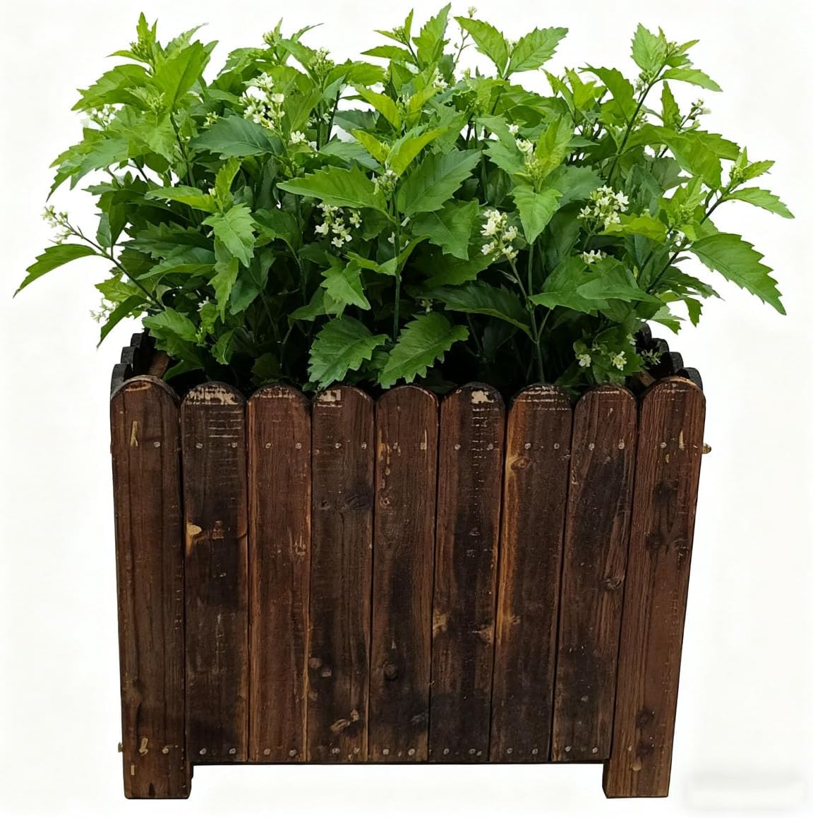 zeng Solid Wood Planter Box – high Temperature Carbonization Raised Garden Bed for Vegetables/Flowers, 23.6" L x 16.5" W x 17.7" H, Brown (Large)