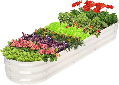 GADI Raised Garden Bed Kit for Vegetables Flower Galvanized Metal Planter Boxs Designed for Easy DIY and Cleaning Not Twist Or Rot (Milky White)