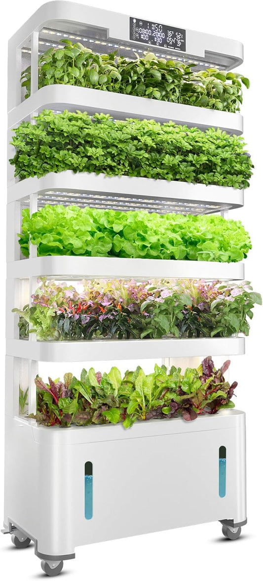 Woolooloo Large Hydroponics Growing System Kit, 5-Tier Indoor Herb Garden with Smart Climate Control, Auto Misting, Full Spectrum Grow Light, Vertical Hydroponic System for Home or Commercial