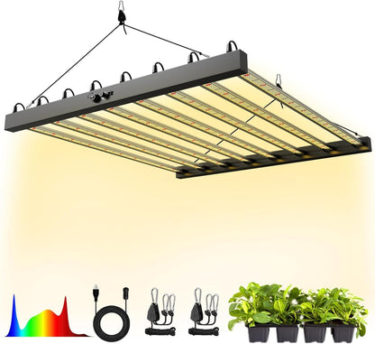 800W LED Grow Light, Full Spectrum Plant Grow Lights, 6 * 6 Ft Coverage Dimmable Daisy Chain Plant Grow Lamp with 8 Light Bar for Indoor Plant Growth, Vertical Farming, Commercial Hydroponic Grow