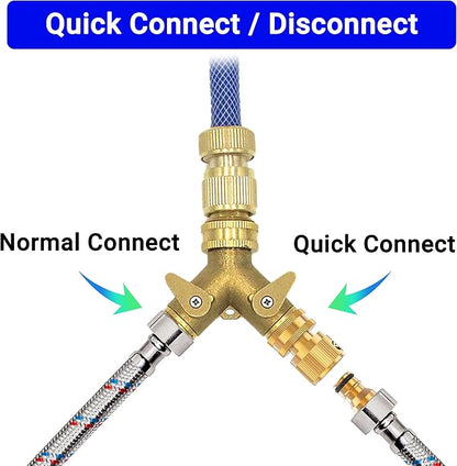 Garden Hose Quick Connect - 6 Pack 3/4" Heavy Duty Solid Brass Fittings With 20 Extra Washers, Male and Female Water Hose Connectors