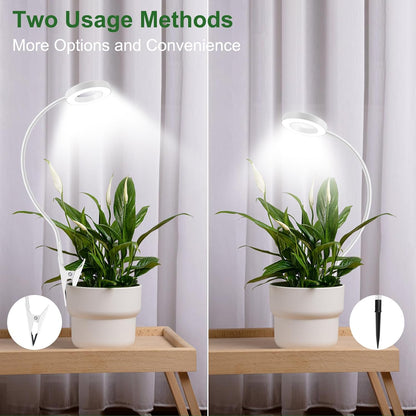 Wolezek 2 in 1 Grow Lights for Indoor Plants, 3 Colors Plant Lights for Indoor Growing with 360° Gooseneck, 48 LEDs Full Spectrum Plant Grow Lights Indoor, 6/12/16H Timer, 5 Brightness, White 1 Pack